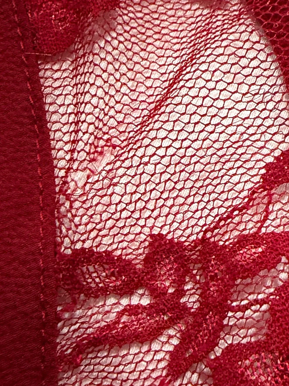 Papaya Red Lace Yoke Sleeveless Blouse - Picture 3 of 3